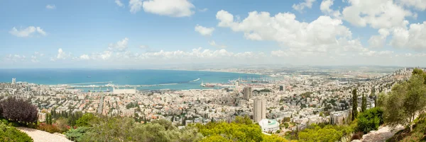 Haifa Izrael panorámás kilátás a Kármel hegyről — Stock Fotó