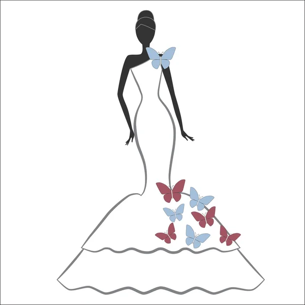 Bride with butterfly — Stock Vector