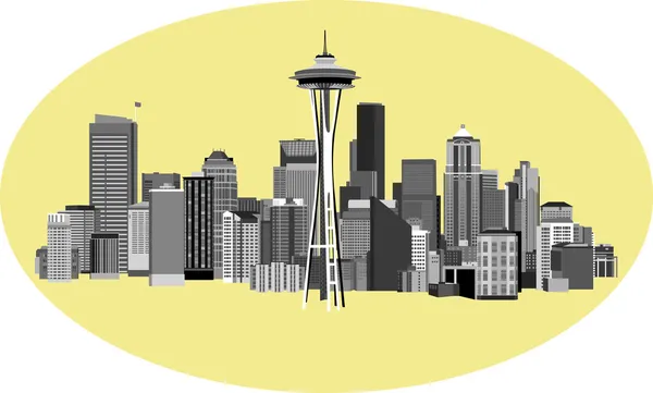 Paisaje urbano de Seattle Ilustraciones de stock libres de derechos