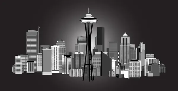 Paisaje de noche Seattle — Vector de stock