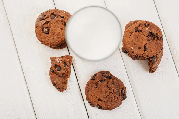 Glass Milk Biscuits Breakfast Benefits Milk — Stock Photo, Image