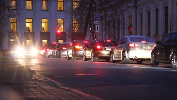 Kyiv Ukraine October 2021 Cars Headlights Moving Asphalt Road Evening — Stock Video