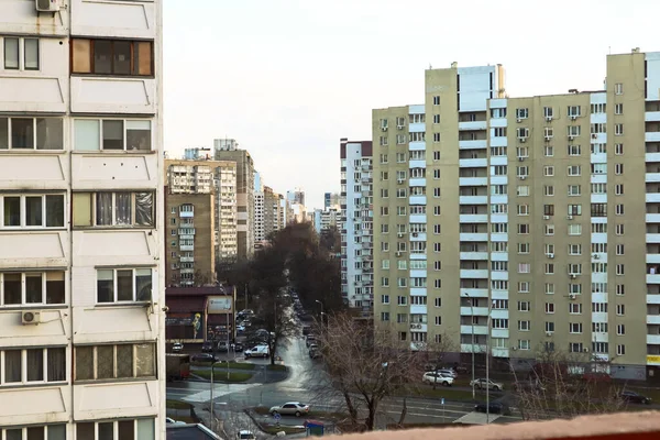Киев Украина Января 2022 Года Многоэтажные Здания Дождливый День Городская — стоковое фото