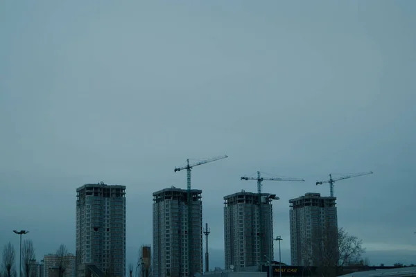 Киев Украина Января 2022 Года Строительство Современных Многоэтажных Жилых Домов — стоковое фото