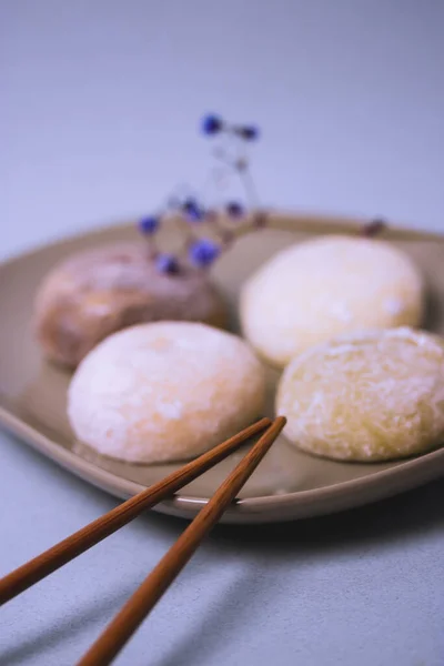 Geleneksel Japon Tatlı Mochi Pirinç Hamuru Veya Daifuku Mochi Dondurma — Stok fotoğraf