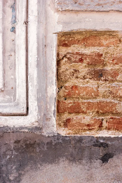 Cihlová Textura Pro Pozadí Ošklivá Fasáda Staré Budovy Červených Cihel — Stock fotografie