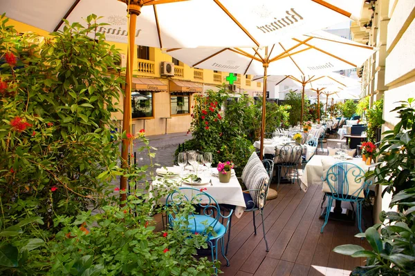 Madrid España Mayo 2022 Una Cafetería Vacía Terraza Restaurante Entorno — Foto de Stock