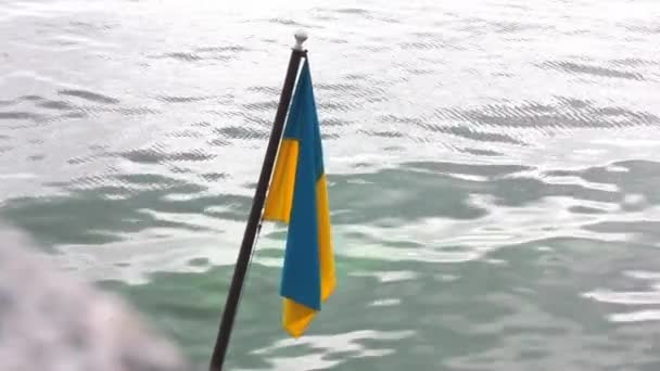 Жовтий Синій Прапор України Який Розмахує Флагштоком Під Час Вітру — стокове відео