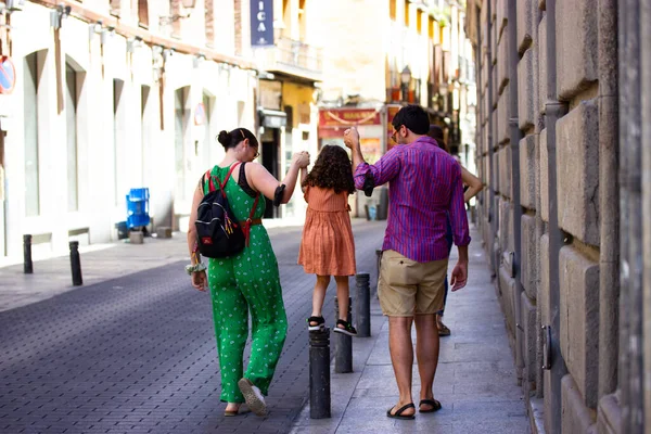 Madrid Spain July 2022 Happy Family Mom Dad Little Girl — Foto Stock