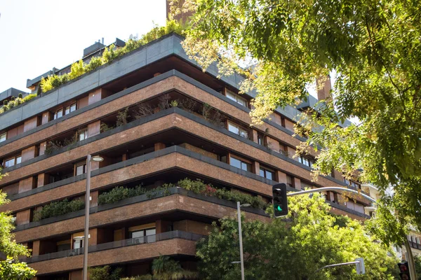 Madrid Spain July 2022 Apartments Flats Modern Residential Building Vertical —  Fotos de Stock