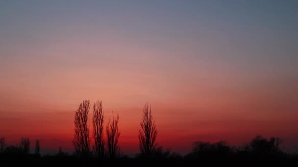 Twilight Quickly Turns Night Red Blue Sky Time Lapse Video — Vídeo de stock