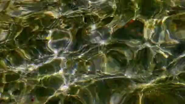 Textura Superfície Fundo Água Pura Transparente Fonte Raios Sol Manchas — Vídeo de Stock