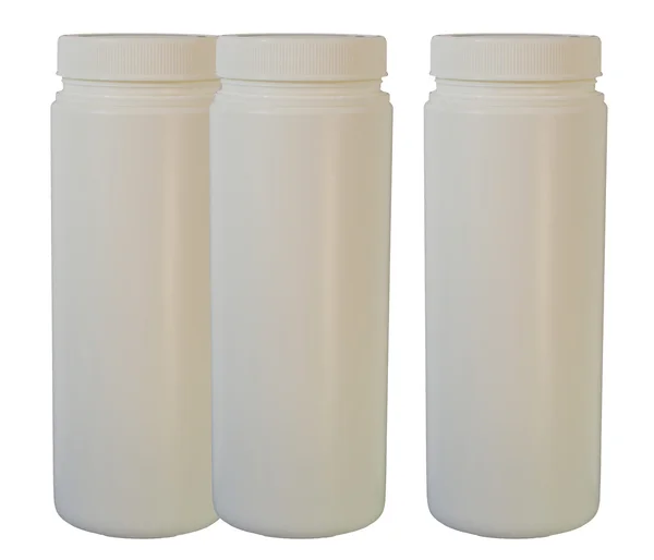 Three White Plastic Bottles — Stock Photo, Image