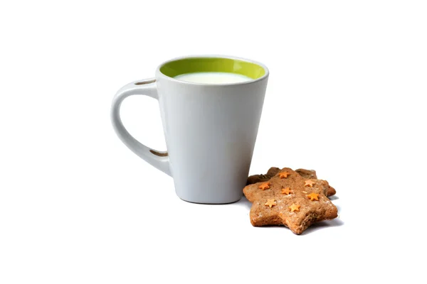 Delicious and nice biscuits with cup of milk — Stock Photo, Image