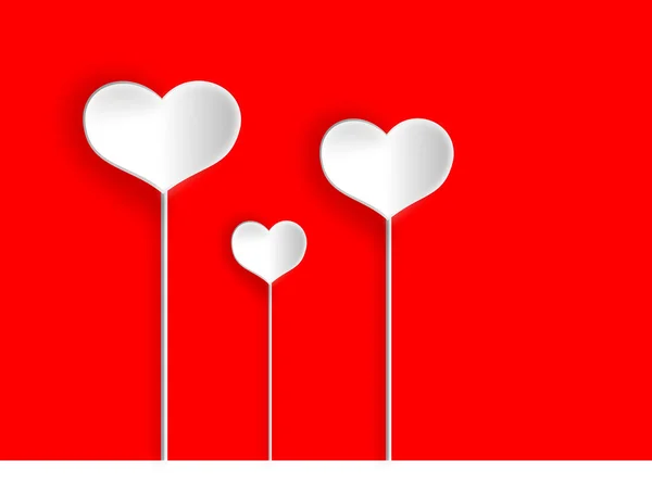 Bonito tres corazones blancos para el día de San Valentín — Vector de stock