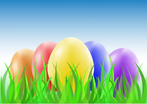 Two nice easter eggs on the grass — Stock Vector