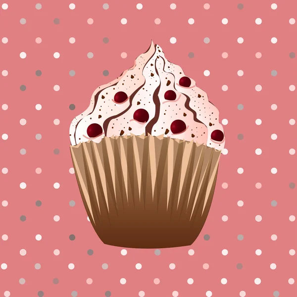 Cranberries cupcake pembe bir arka plan üzerinde — Stok Vektör