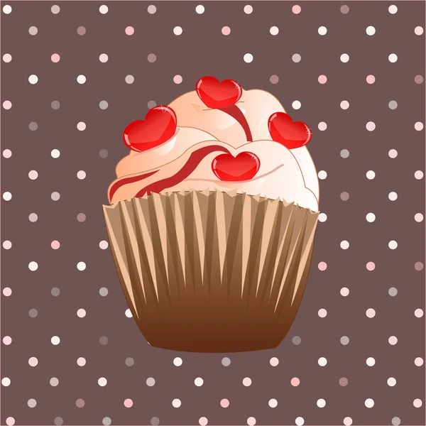 Snoep cupcake op de bruine achtergrond — Stockvector