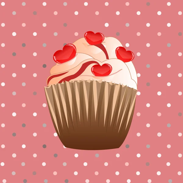 Candy cupcake on the pink background — Stock Vector