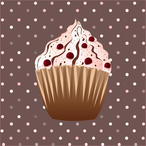 Cupcake di mirtilli rossi sullo sfondo marrone — Vettoriale Stock