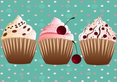 yeşil zemin üzerine cupcakes