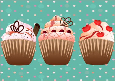 yeşil zemin üzerine cupcakes