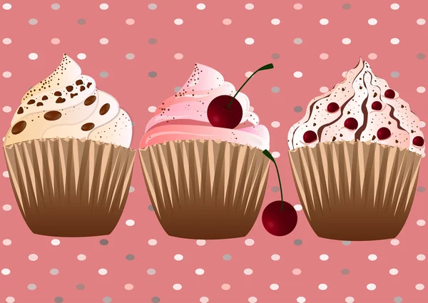 Cupcakes sur le fond rose — Image vectorielle