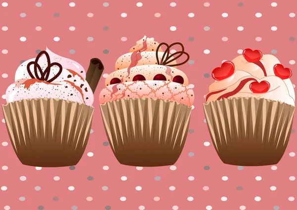 Cupcakes on the pink background — Stock Vector