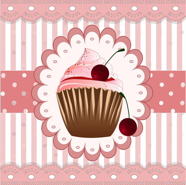 Pembe bir arka plan üzerinde cupcake — Stok Vektör