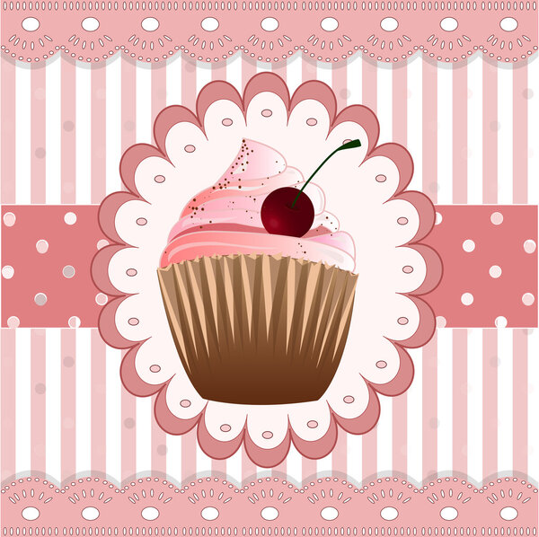 кекс на розовом фоне
