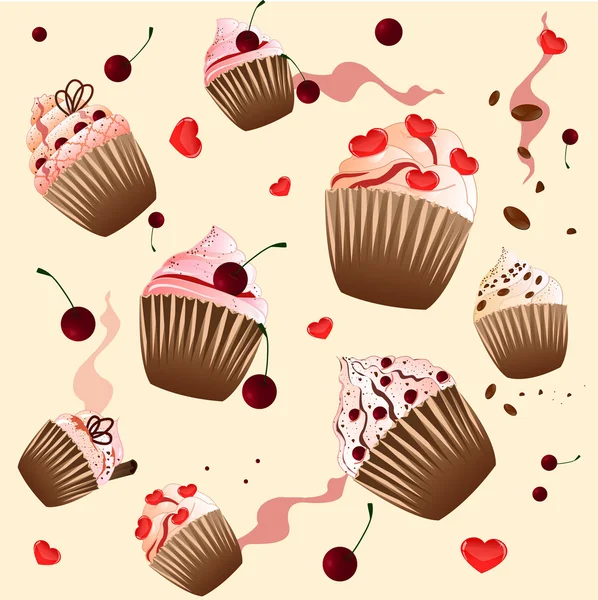 Cupcake op de gele achtergrond — Stockvector