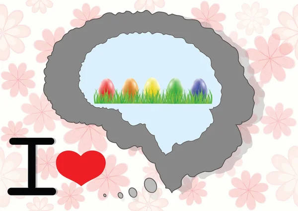 Cerebro y mente con huevos de Pascua — Vector de stock