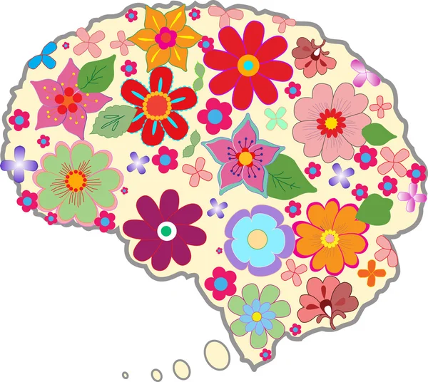 Piękne mózgu z kolorowych kwiatów — Wektor stockowy