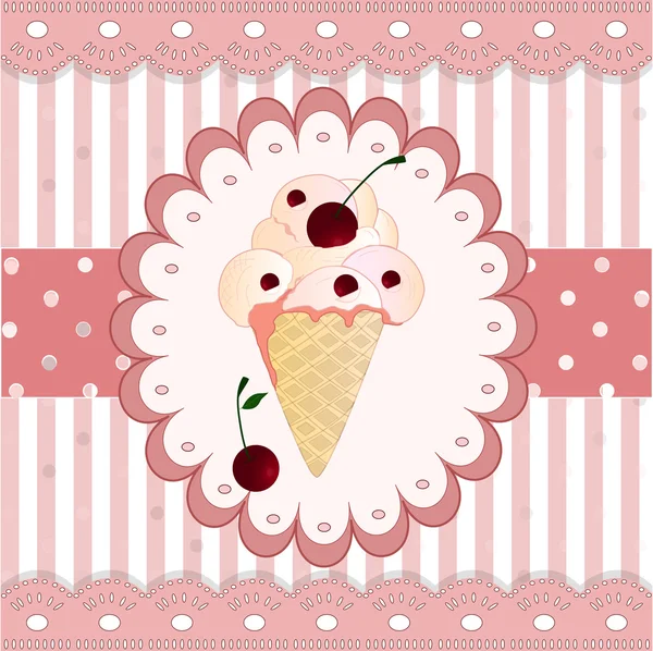 白色背景上的小红莓冰淇淋 — 图库矢量图片