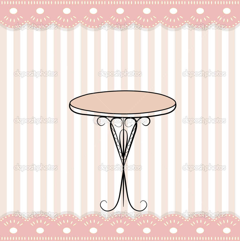 nice table and funny pink stripped icon