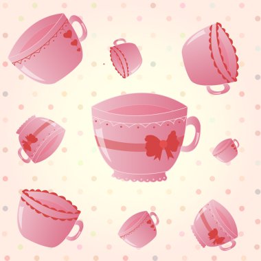 cupcake ve sökülen pembe bir arka plan üzerinde cup