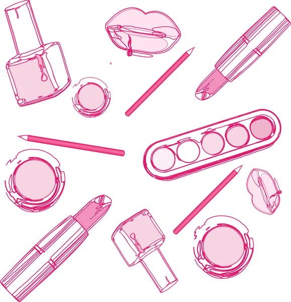 Isolated beautiful cosmetics and brushes for women — Stock Vector