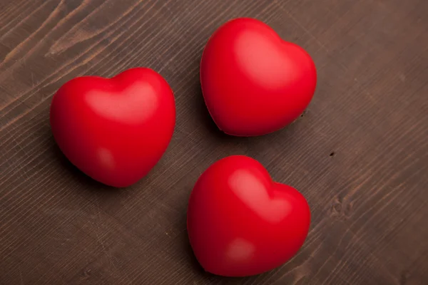 Tres corazones rojos — Foto de Stock