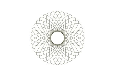Beyaz arka planda Guilloche deseninin vektör grafiği. Para tasarımı için Rosette (satır elemanları). Basit mandala tasarımı. Sertifika için iyi, düğün davetiyeleri, banknot, para tasarımı, para birimi.