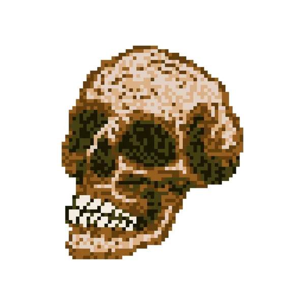 Ilustrație Grafică Vectorială Craniului Uman Fundal Alb Craniul Uman Pixel — Vector de stoc