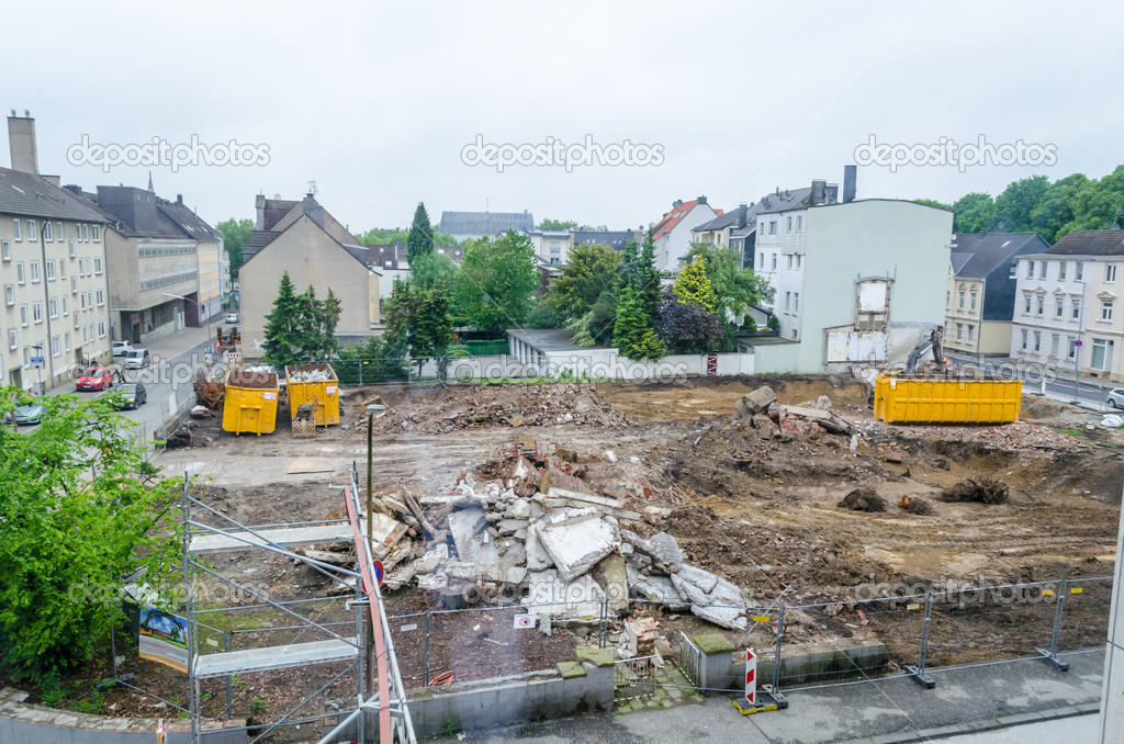 Demolition, pile of rubble, construction site
