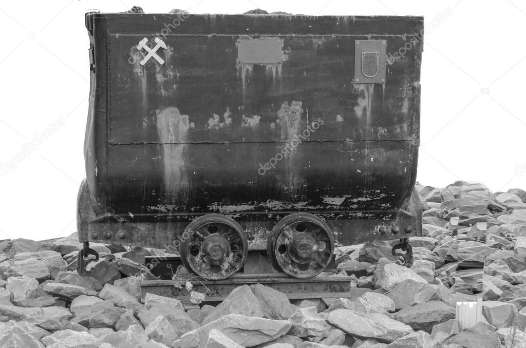 Mine Cart shot in black and white