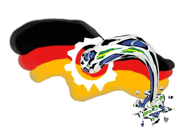 Německá vlajka a fotbal — Stockfoto