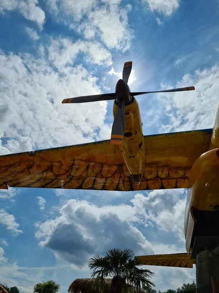 Avião Passageiros Retro Fica Prado Antes Voo — Fotografia de Stock