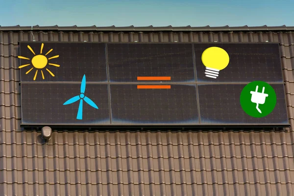 Painel Solar Fotovoltaico Fonte Energia Alternativa Conceito Recursos Sustentáveis — Fotografia de Stock
