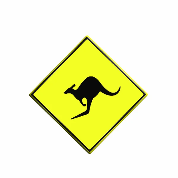 Kangaroo Road Sign General Warning Symbol — стокове фото
