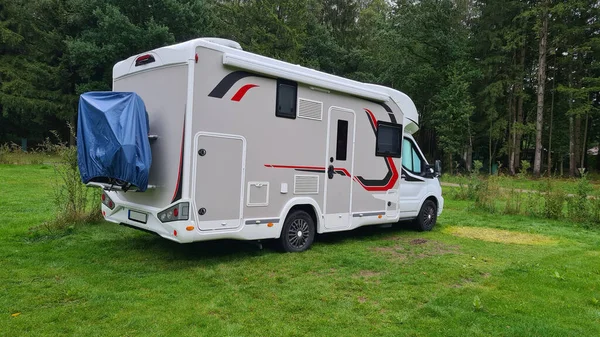 Motorhomes Situs Web Mobile Atau Campsite Stok Foto