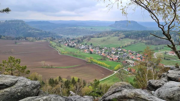 Bastei Łabie Góry Piaskowca Saksonia Niemiecki — Zdjęcie stockowe