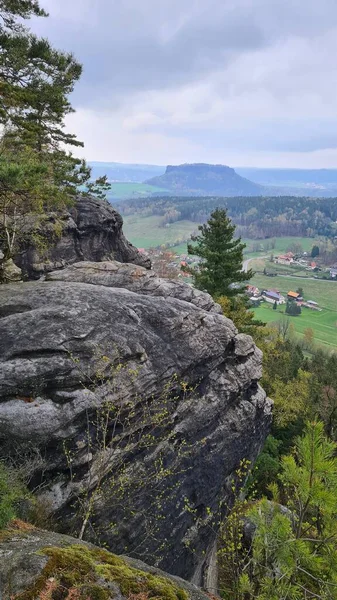 Bastei Łabie Góry Piaskowca Saksonia Niemiecki — Zdjęcie stockowe