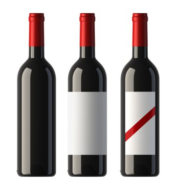 botellas de vino con etiquetas en blanco